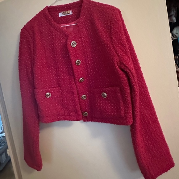 Barbie Pink Tweed Cropped Blazer - Picture 1 of 2